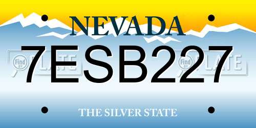 7ESB227 Nevada License Plate