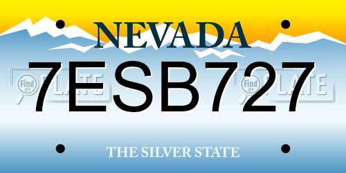 7ESB727 Nevada License Plate