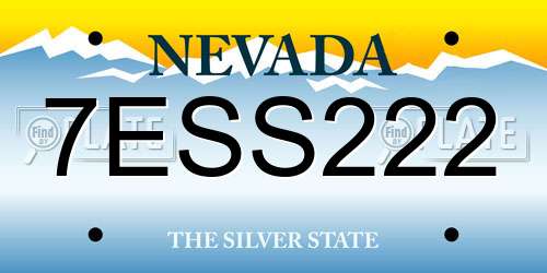 7ESS222 Nevada License Plate