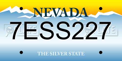 7ESS227 Nevada License Plate