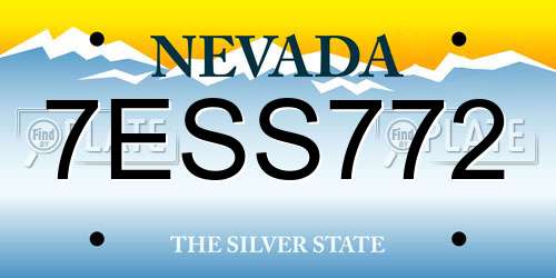 7ESS772 Nevada License Plate