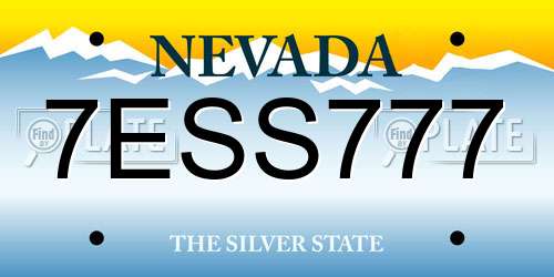 7ESS777 Nevada License Plate