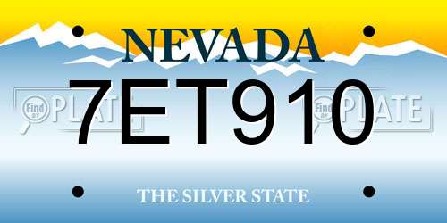 7ET910 Nevada License Plate