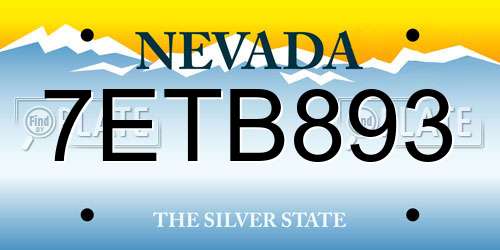 7ETB893 Nevada License Plate