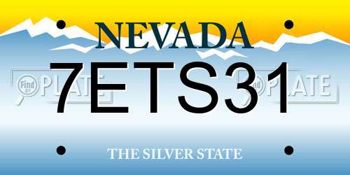 7ETS31 Nevada License Plate