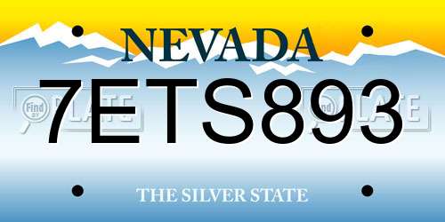 7ETS893 Nevada License Plate
