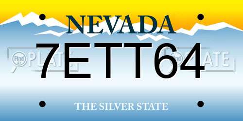 7ETT64 Nevada License Plate