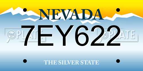 7EY622 Nevada License Plate