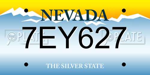 7EY627 Nevada License Plate