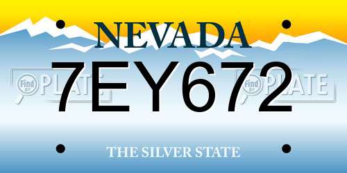 7EY672 Nevada License Plate