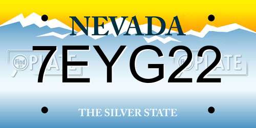7EYG22 Nevada License Plate