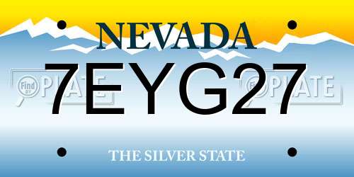 7EYG27 Nevada License Plate
