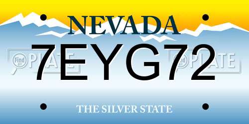 7EYG72 Nevada License Plate