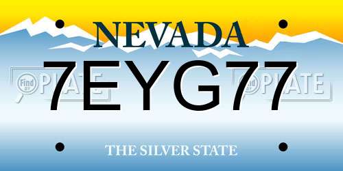 7EYG77 Nevada License Plate