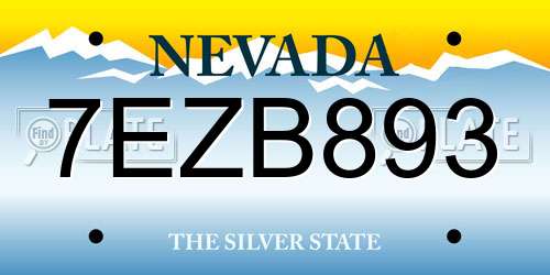 7EZB893 Nevada License Plate