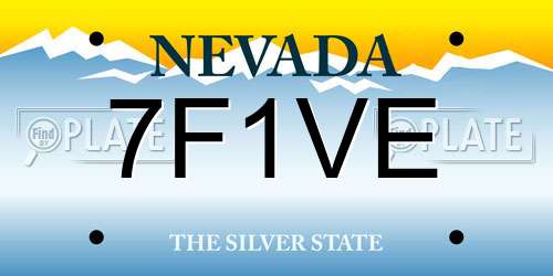 7F1VE Nevada License Plate