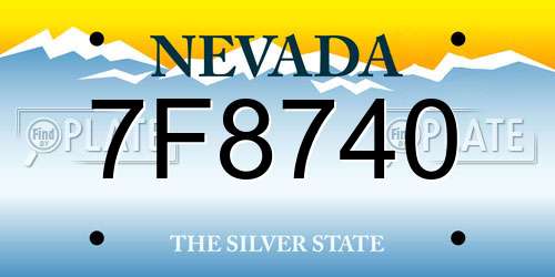 7F8740 Nevada License Plate