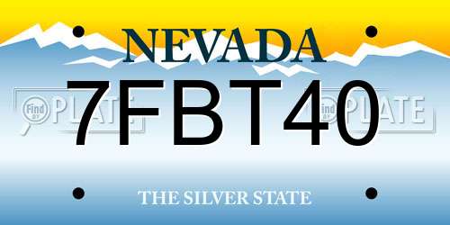 7FBT40 Nevada License Plate