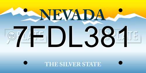 7FDL381 Nevada License Plate
