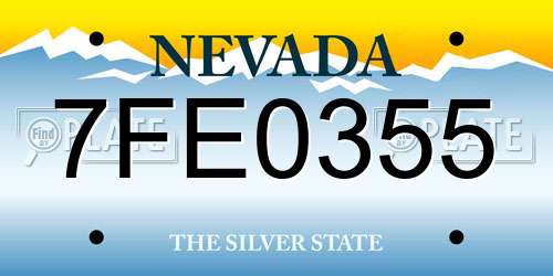 7FE0355 Nevada License Plate