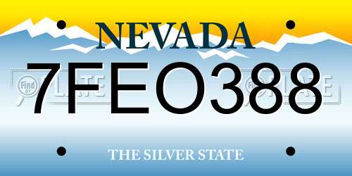 7FEO388 Nevada License Plate