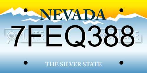 7FEQ388 Nevada License Plate
