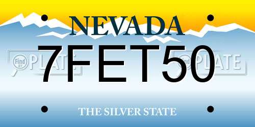 7FET50 Nevada License Plate