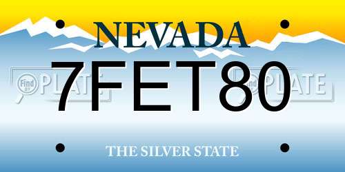 7FET80 Nevada License Plate