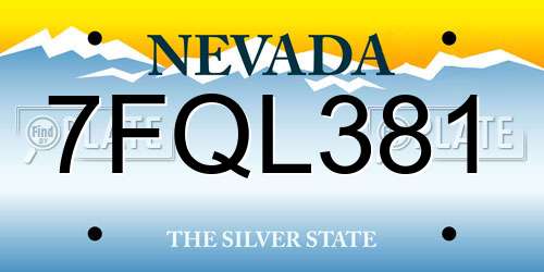 7FQL381 Nevada License Plate