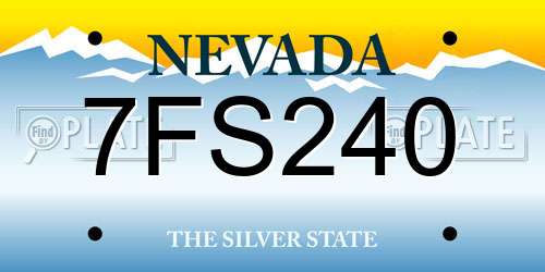 7FS240 Nevada License Plate