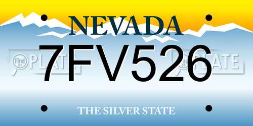 7FV526 Nevada License Plate