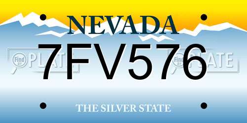 7FV576 Nevada License Plate