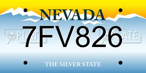 7FV826 Nevada License Plate