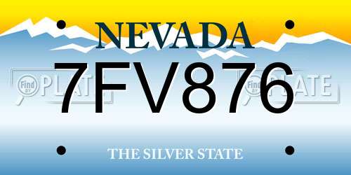 7FV876 Nevada License Plate