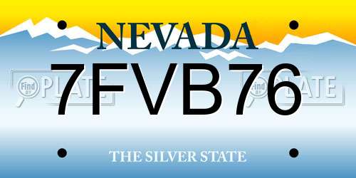 7FVB76 Nevada License Plate