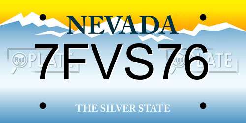 7FVS76 Nevada License Plate