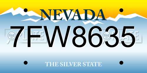 7FW8635 Nevada License Plate