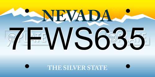 7FWS635 Nevada License Plate