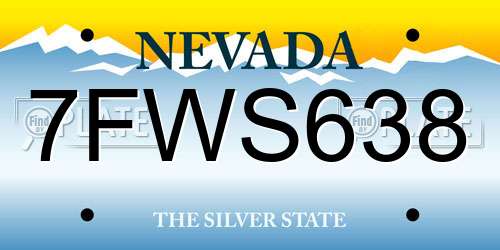 7FWS638 Nevada License Plate