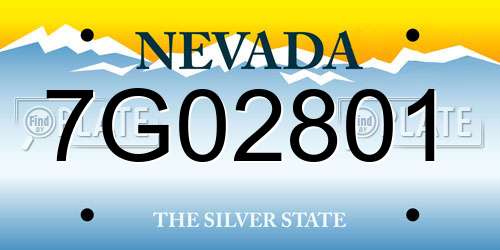 7G02801 Nevada License Plate
