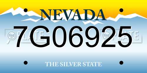 7G06925 Nevada License Plate