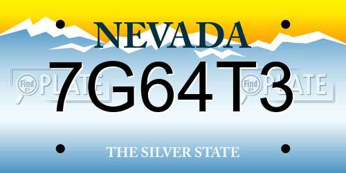 7G64T3 Nevada License Plate
