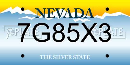 7G85X3 Nevada License Plate