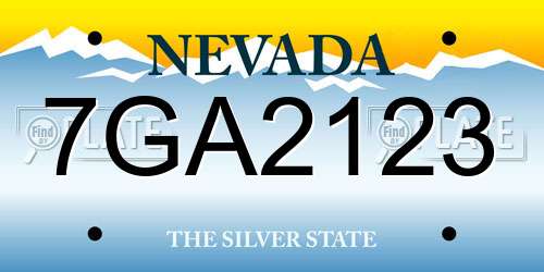 7GA2123 Nevada License Plate