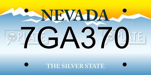 7GA370 Nevada License Plate