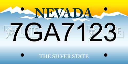 7GA7123 Nevada License Plate
