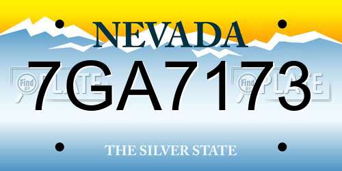 7GA7173 Nevada License Plate