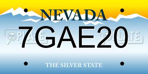 7GAE20 Nevada License Plate