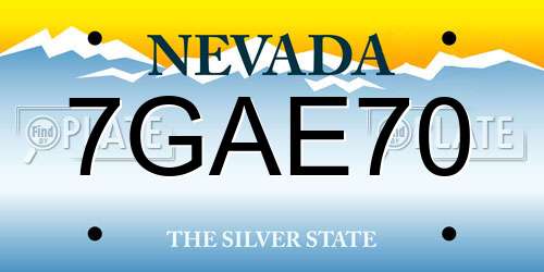 7GAE70 Nevada License Plate