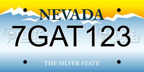 7GAT123 Nevada License Plate